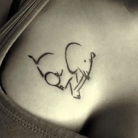 Black ink elephant silhouette tattoo for women