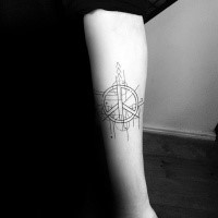 Black ink forearm tattoo of pacific symbol