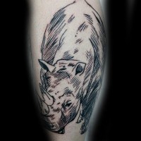 Schwarzes selbstgemachtes einfaches Tattoo mit wildem Nashorn
