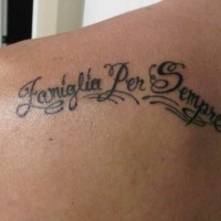 Black ink italian words tattoo
