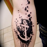 Black ink new style anchor forearm tattoo
