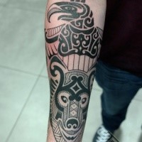 Black ink original designed forearm tattoo of typical ancient symbol