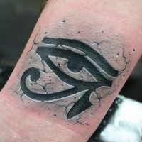 Black ink simple looking arm tattoo of Egypt symbol
