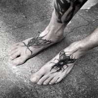 Tinta preta esboço estilo pés tatuagem de vários erros