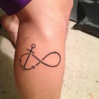 Black lines anchor tattoo on leg