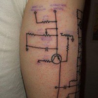 Black lines circuit geek tattoo