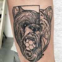 linee nere testa di orso tatuaggio in nuovo stile