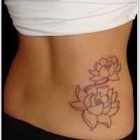 Black lines lotus flower tattoo on ribs