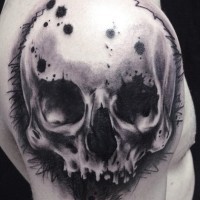 Black realistic skull tattoo by Mirco Campioni
