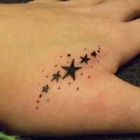 Black stars band tattoo on hand