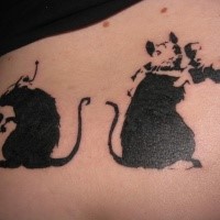 Blackwork style awesome looking rats tattoo