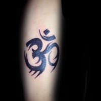Blackwork style interesting looking arm tattoo of Asian symbol