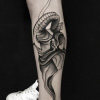 Blackwork style nice looking leg tattoo of elephant by Michele Zingales