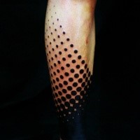 Blackwork style simple ornament tattoo on leg