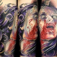 Bloody girl horror tattoo