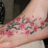 Blossom flower tattoo design for foot