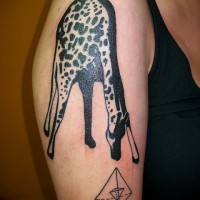 Black giraffe tattoo design with triangles
