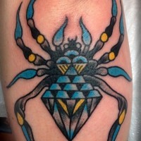Blue diamond spider tattoo