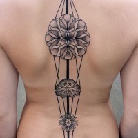 Tatuaje en la espalda, flores diferentes extraordinarias estupendas