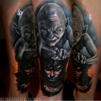 Tatuaje  de Gollum asqueroso realista