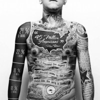 incredibile molto dettagliato vari lettere tatuaggio pieno di corpo
