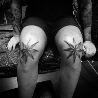 Brilliant nautical stars tattoo on both knees