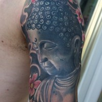 Buddha tattoo on half sleeve project by graynd