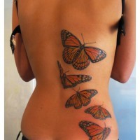 Tatuaggio grande sulla schiena le farfalle