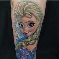 Cartoon style colored arm tattoo of beautiful princess
