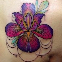 Cartoon style colored scapular tattoo of beautiful flower