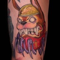 Cartoon style colored tattoo of creepy monster