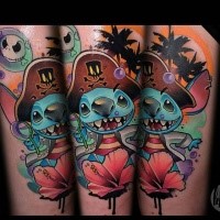 Cartoon style funny looking tattoo of pirate monster
