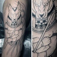 Cartoon style uncolored shoulder tattoo of Egypt God Anubis