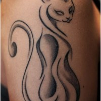 Tatuaggio grande il disegno del gatto nero grazioso