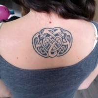 Tatuaje en la espalda,
aves de nudo celta