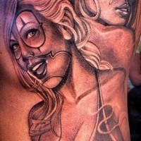 Chicano bikini pin up girl tattoo by Antonio Macko Todisco