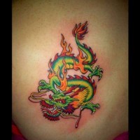 Chinese large green dragon tattoo