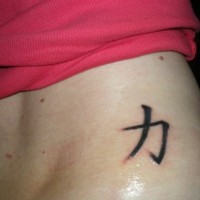 Chinese strenght tattoo on lower back