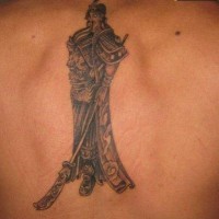 guerriere cinese tatuaggio sulla schiena
