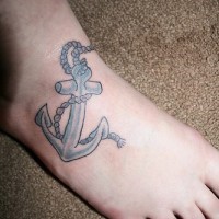 Classic anchor tattoo on foot