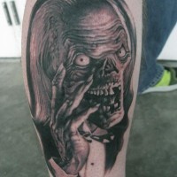 Classic nightmare horror tattoo on leg