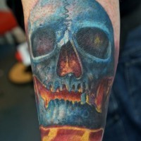 Crâne multicolore le tatouage par graynd