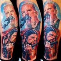 Colored arm tattoo of famous singers