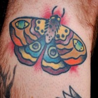Colored moth tattoo for man idea