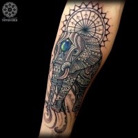 Colored ornamental style tattoo of saint elephant