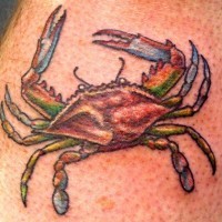 Colored painted ink crab tattoo for boys