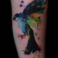 Colorful bird tattoo