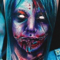 Colorful creepy horror tattoo
