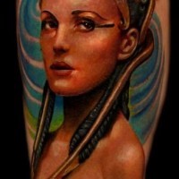 Colorful egyptian queen tattoo