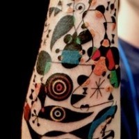 colorato geometrico avambraccio tatuaggio